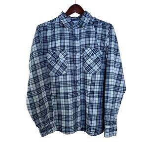 Berdels Santa Cruz Blue Plaid Flannel Button Up Mens Size Medium Surfer‎ Skater
